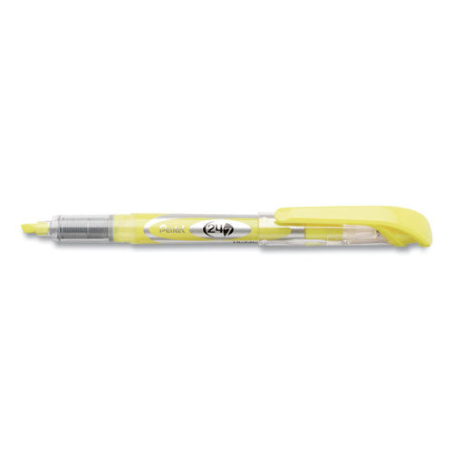 24/7 Highlighters, Bright Yellow Ink, Chisel Tip, Bright Yellow/Silver/Clear Barrel, Dozen-(PENSL12G)