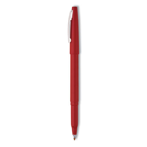 Rolling Writer Roller Ball Pen, Stick, Medium 0.8 mm, Red Ink, Red Barrel, Dozen-(PENR100B)