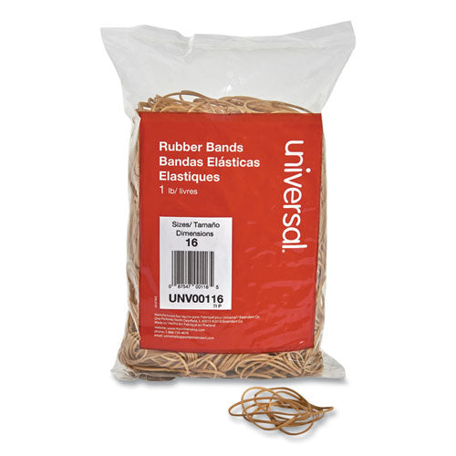 Rubber Bands, Size 16, 0.04" Gauge, Beige, 1 lb Box, 1,900/Pack-(UNV00116)
