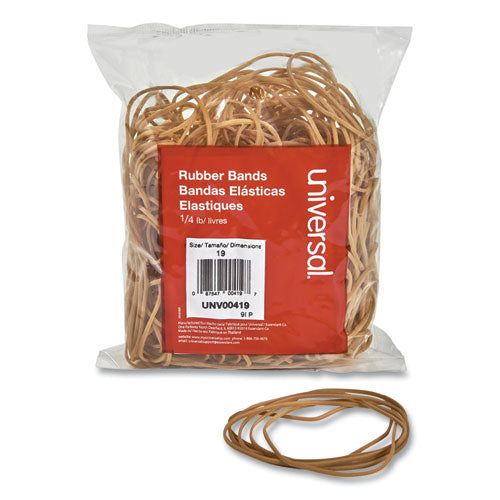Rubber Bands, Size 19, 0.04" Gauge, Beige, 4 oz Box, 310/Pack-(UNV00419)