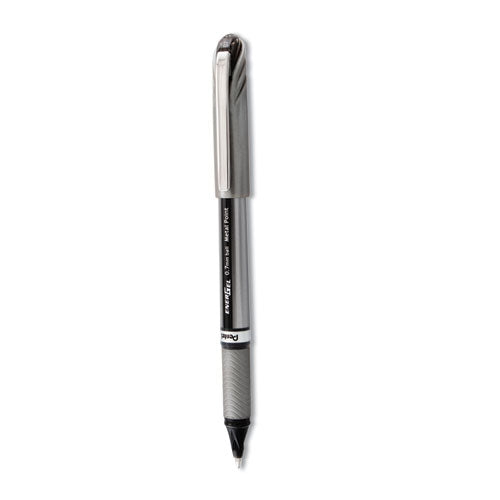 EnerGel NV Gel Pen, Stick, Medium 0.7 mm, Black Ink, Gray Barrel, Dozen-(PENBL27A)