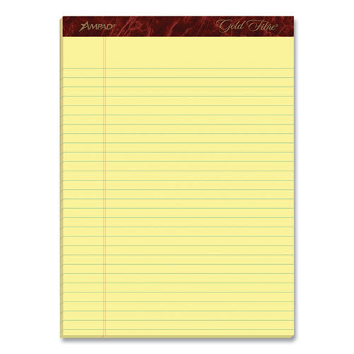 Ruled Writing Pad, Wide/Legal Rule, 50 Canary-Yellow 8.5 x 11.75 Sheets, Dozen-(TOP20064)