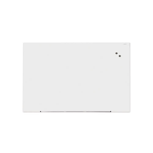 Frameless Magnetic Glass Marker Board, 72 x 48, White Surface-(UNV43204)