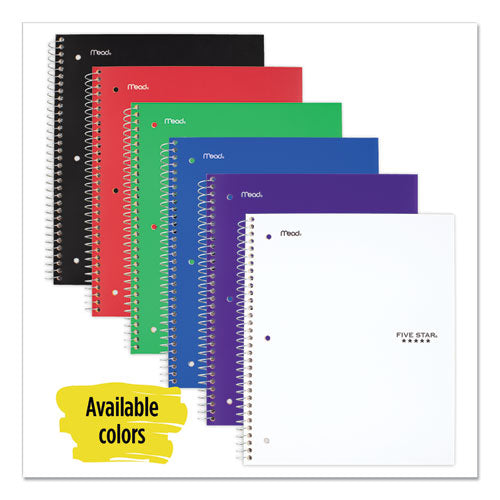 Wirebound Notebook with Eight Pockets, 5-Subject, Wide/Legal Rule, Randomly Assorted Cover Color, (200) 10.5 x 8 Sheets-(MEA51016)