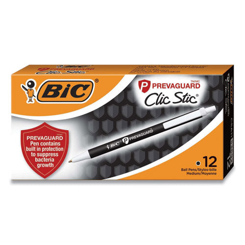 PrevaGuard Ballpoint Pen, Retractable, Medium 1 mm, Black Ink, Black Barrel-(BICCSA11BK)
