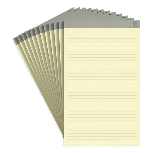 Notepads, Wide/Legal Rule, 50 Canary-Yellow 8.5 x 14 Sheets, 12/Pack-(TUD24419920)