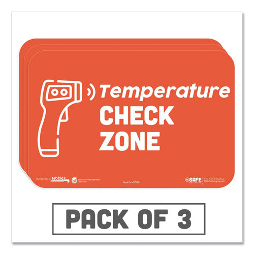 BeSafe Messaging Education Wall Signs, 9 x 6, "Temperature Check Zone", 3/Pack-(TAB29510)