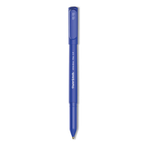 Write Bros. Ballpoint Pen, Stick, Fine 0.8 mm, Blue Ink, Blue Barrel, Dozen-(PAP2124512)