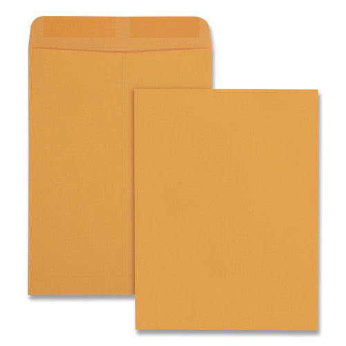 Catalog Envelope, 28 lb Bond Weight Kraft, #10 1/2, Square Flap, Gummed Closure, 9 x 12, Brown Kraft, 100/Box-(QUA41467)