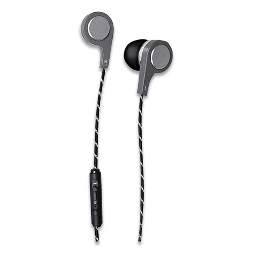 Bass 13 Metallic Earbuds with Microphone, 4 ft Cord, Silver-(MAX199600)