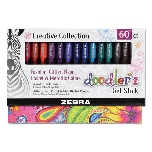 Doodlerz Gel Pen, Stick, Bold 1 mm, Assorted Ink and Barrel Colors, 60/Pack-(ZEB41960)