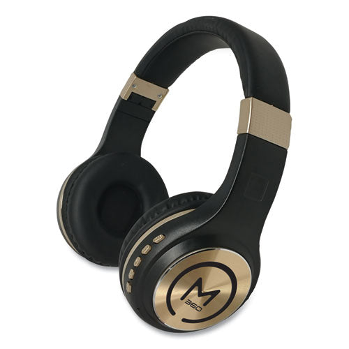 SERENITY Stereo Wireless Headphones with Microphone, 3 ft Cord, Black/Gold-(MHSHP5500G)
