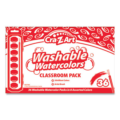 Washable Watercolor Classroom Pack, 8-Color Kits (Assorted Colors), 36 Kits/Box-(CZA24011)