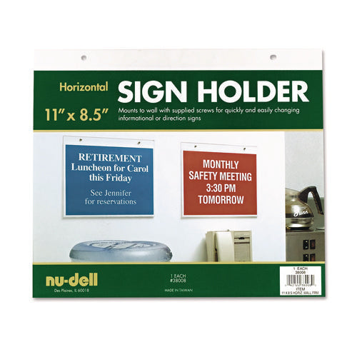 Acrylic Sign Holder, Horizontal, 11 x 8.5, Clear-(NUD38008)