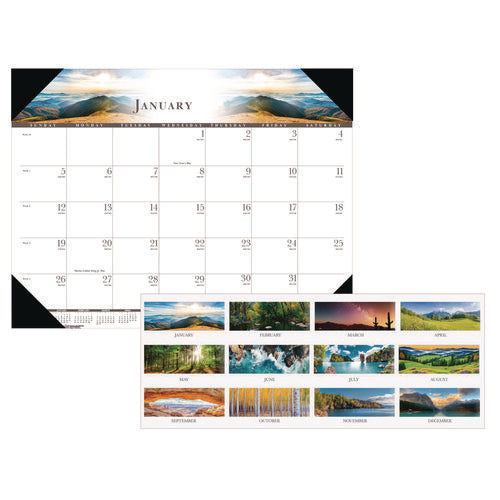 Recycled Full-Color Monthly Desk Pad Calendar, Nature Photography, 22 x 17, Black Binding/Corners,12-Month (Jan to Dec): 2023-(HOD140HD)