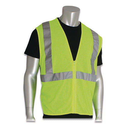 Zipper Safety Vest, Large, Hi-Viz Lime Yellow-(PID302MVGZLYL)