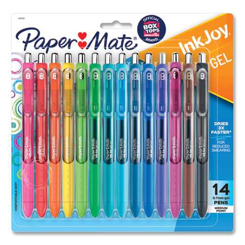 InkJoy Gel Pen, Retractable, Medium 0.7 mm, Assorted Ink and Barrel Colors, 14/Pack-(PAP1951636)