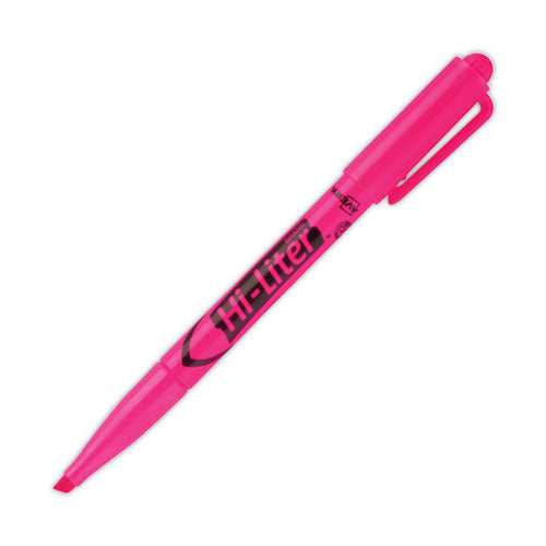 HI-LITER Pen-Style Highlighters, Fluorescent Pink Ink, Chisel Tip, Pink/Black Barrel, Dozen-(AVE23592)