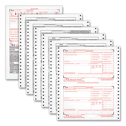 W-2 Tax Form for Dot Matrix Printers, Fiscal Year: 2022, Six-Part Carbonless, 5.5 x 8.5, 2 Forms/Sheet, 24 Forms Total-(TOP2206C)
