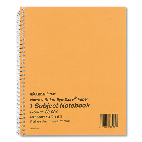 Single-Subject Wirebound Notebooks, Narrow Rule, Brown Paperboard Cover, (80) 8.25 x 6.88 Sheets-(RED33004)