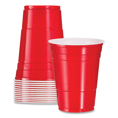 SOLO Party Plastic Cold Drink Cups, 16 oz, Red, 50/Bag, 20 Bags/Carton-(DCCP16R)