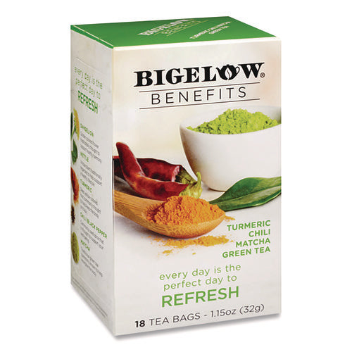 Benefits Turmeric Chili Matcha Green Tea, 0.6 oz Tea Bag, 18/Box-(BTC826)