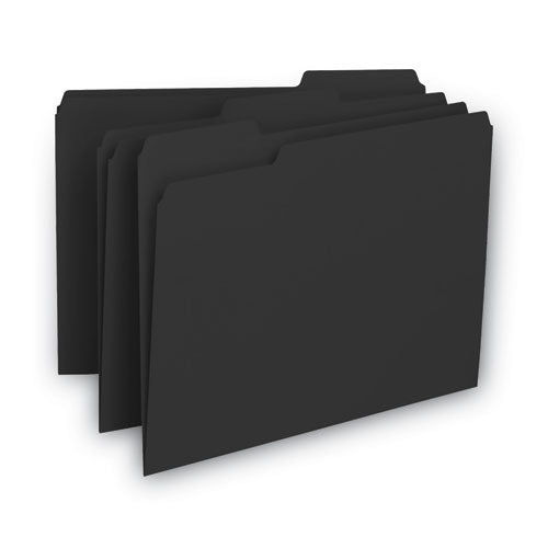 Interior File Folders, 1/3-Cut Tabs: Assorted, Letter Size, 0.75" Expansion, Black/Gray, 100/Box-(SMD10243)