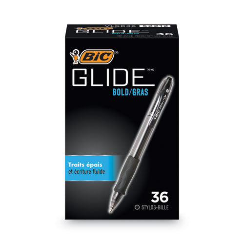 GLIDE Bold Ballpoint Pen Value Pack, Retractable, Bold 1.6 mm, Black Ink, Black Barrel, 36/Pack-(BICVLGB361BK)