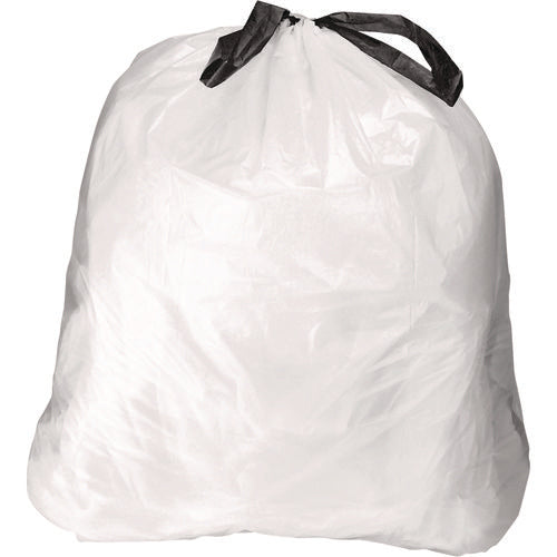 Drawstring Kitchen Bags, 13 gal, 0.8 mil, White, 50 Bags/Roll, 2 Rolls/Carton-(BWK1DK100)