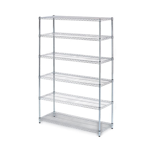 NSF Certified 6-Shelf Wire Shelving Kit, 48w x 18d x 72h, Silver-(ALESW664818SR)