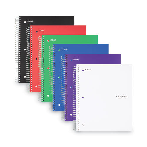 Wirebound Notebook with Four Pockets, 3-Subject, Wide/Legal Rule, Randomly Assorted Cover Color, (150) 10.5 x 8 Sheets-(MEA51014)