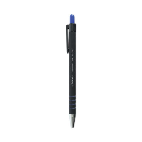 Ballpoint Pen, Retractable, Fine 0.7 mm, Blue Ink, Blue Barrel, Dozen-(UNV15521)