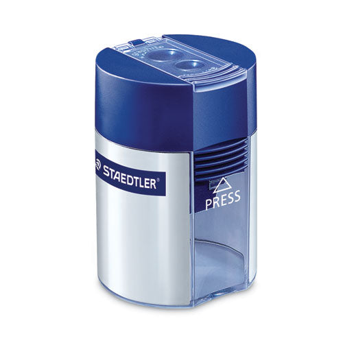 Cylinder Handheld Pencil Sharpener, Two-Hole, 1.63 x 2.25, Blue/Silver-(STD512001A6)