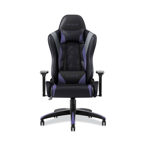 Vartan Bonded Leather Gaming Chair, Supports Up to 275 lbs, Purple/Black Seat, Purple/Black Back, Black Base-(EEM59259)