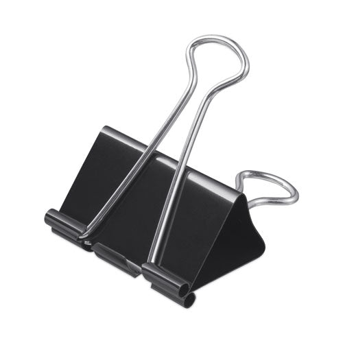 Binder Clips with Storage Tub, Large, Black/Silver, 12/Pack-(UNV11112)