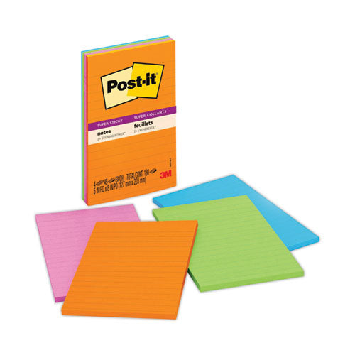 Pads in Energy Boost Collection Colors, Note Ruled, 5" x 8", 45 Sheets/Pad, 4 Pads/Pack-(MMM5845SSUC)
