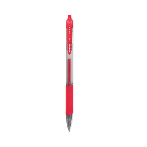 Sarasa Dry Gel X20 Gel Pen, Retractable, Fine 0.5 mm, Red Ink, Translucent Red Barrel, 12/Pack-(ZEB46730)