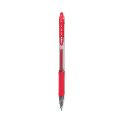 Sarasa Dry Gel X20 Gel Pen, Retractable, Medium 0.7 mm, Red Ink, Translucent Red Barrel, 12/Pack-(ZEB46830)
