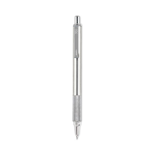 F-701 Ballpoint Pen, Retractable, Fine 0.7 mm, Black Ink, Stainless Steel/Black Barrel-(ZEB29411)