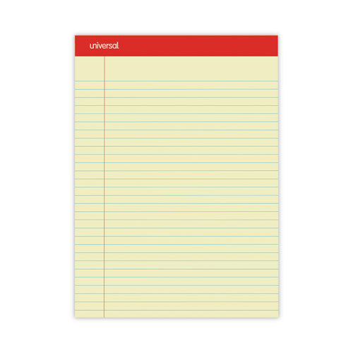 Perforated Ruled Writing Pads, Wide/Legal Rule, Red Headband, 50 Canary-Yellow 8.5 x 11.75 Sheets, Dozen-(UNV10630)