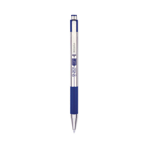 G-301 Gel Pen, Retractable, Medium 0.7 mm, Blue Ink, Stainless Steel/Blue Barrel-(ZEB41321)