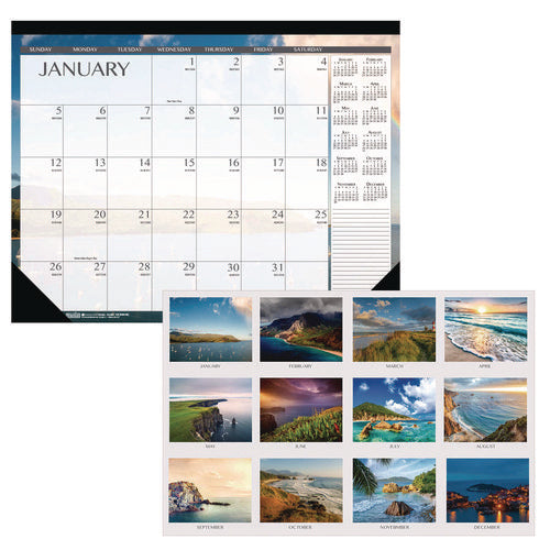 Recycled Earthscapes Desk Pad Calendar, Seascapes Photography, 18.5 x 13, Black Binding/Corners,12-Month (Jan to Dec): 2023-(HOD1386)