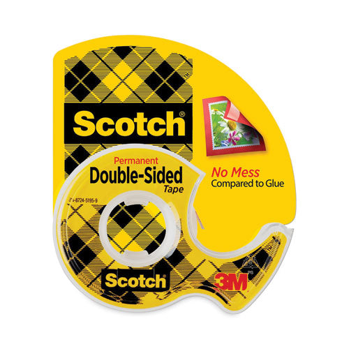 Double-Sided Permanent Tape in Handheld Dispenser, 1" Core, 0.5" x 20.83 ft, Clear-(MMM136)