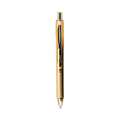 EnerGel Alloy Gel Pen, Retractable, Medium 0.7 mm, Black Ink, Gold Barrel-(PENBL407XABX)