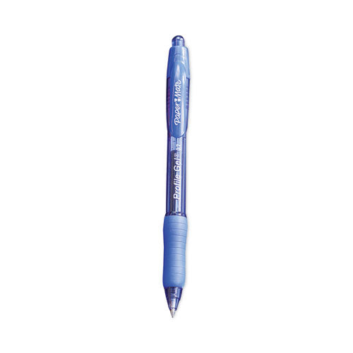 Profile Gel Pen, Retractable, Fine 0.5 mm, Blue Ink, Translucent Blue Barrel, Dozen-(PAP2102130)