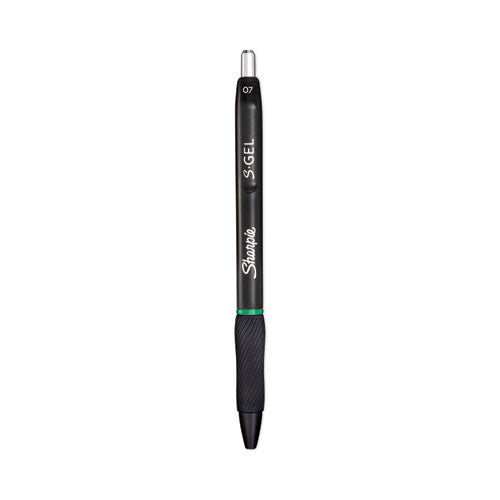 S-Gel High-Performance Gel Pen, Retractable, Medium 0.7 mm, Green Ink, Black Barrel, Dozen-(SAN2126216)