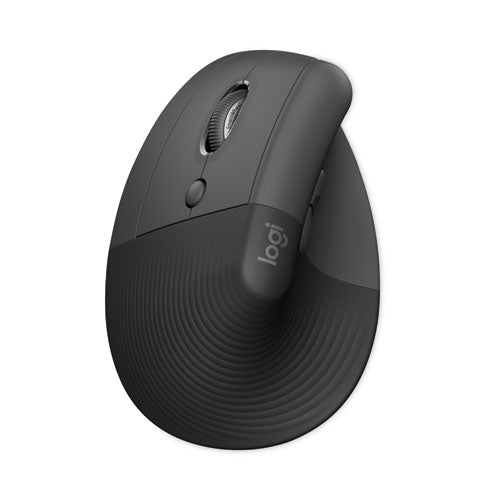 Lift for Business Vertical Ergonomic Mouse, 2.4 GHz Frequency/32 ft Wireless Range, Right Hand Use, Graphite-(LOG910006491)