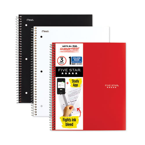 Wirebound Notebook, 1-Subject, Medium/College Rule, Randomly Assorted Cover Color, (100) 11 x 8.5 Sheets, 3/Pack-(MEA73055)