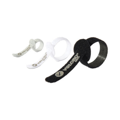 Portable Cord Ties, (4) 3" x 0.25"/ (4) 5" x 0.38"/ (4) 7" x 0.5", Black/Gray/White, 12/Pack-(VEK30816)