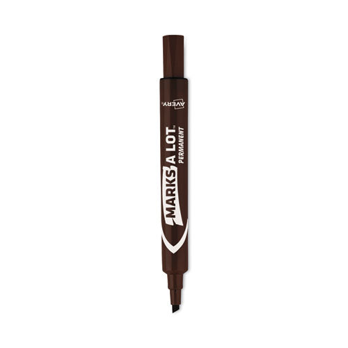 MARKS A LOT Large Desk-Style Permanent Marker, Broad Chisel Tip, Brown, Dozen (8881)-(AVE08881)